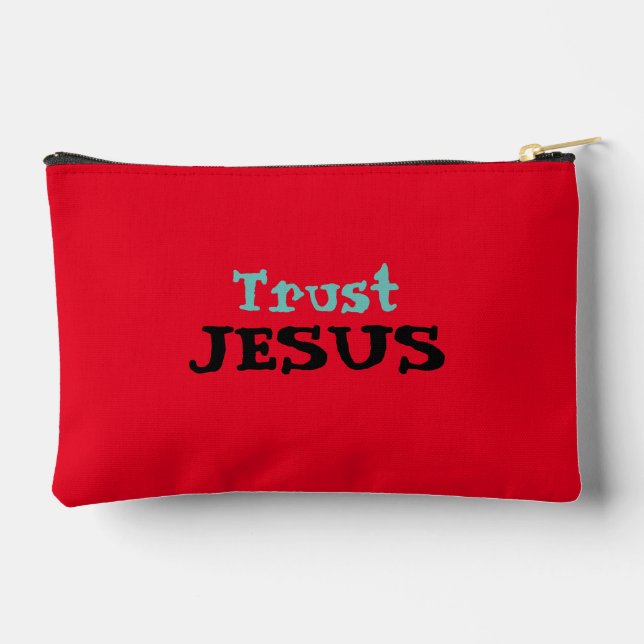 Christliches Zitat "Vertraut Jesus", Blumenmuster  Zubehörtasche (Rückseite)