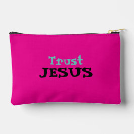 Christliches Zitat "Vertraut Jesus" in Rosa Zubehörtasche