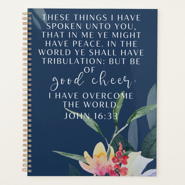 Christliches Zitat von John 16:33 Bibelverse Planer (Vorderseite)