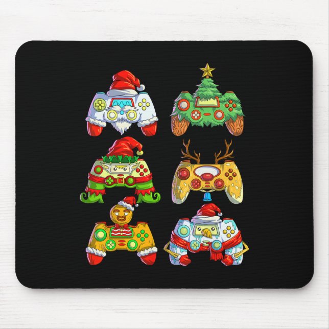 Christma Video Game Controller Weihnachtsmannmütze Mousepad (Vorne)