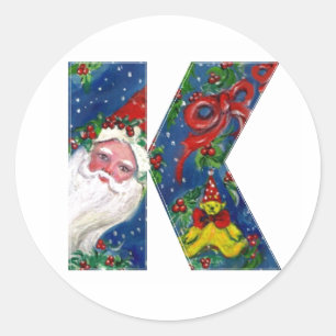 CHRISTMAL K SCHREIBEN / SANTA CLAUS MIT ROTEM RIBB RUNDER AUFKLEBER