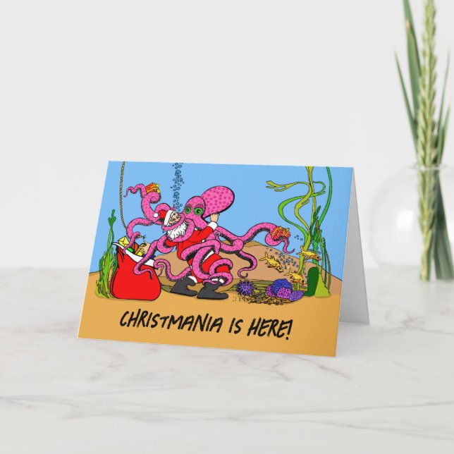 Christmania ist hier Santa Octopus Wrestling Match Karte (Vorderseite)