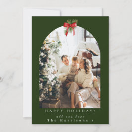 Christmas 1 Foto Arch Foliage Red Bow Feiertagskarte