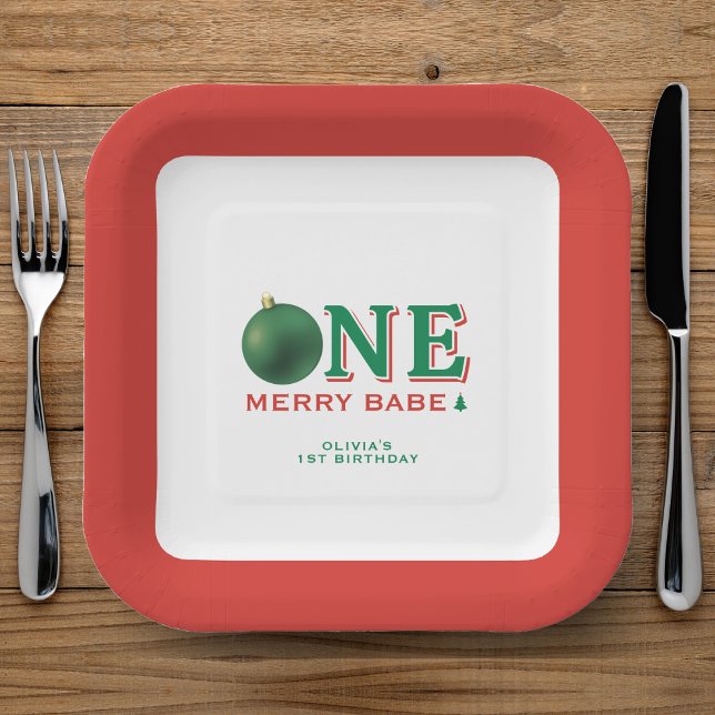 Christmas 1st Birthday Party Merry Ornament Pappteller (Christmas 1st Birthday Party Merry Ornament Paper Plates
)