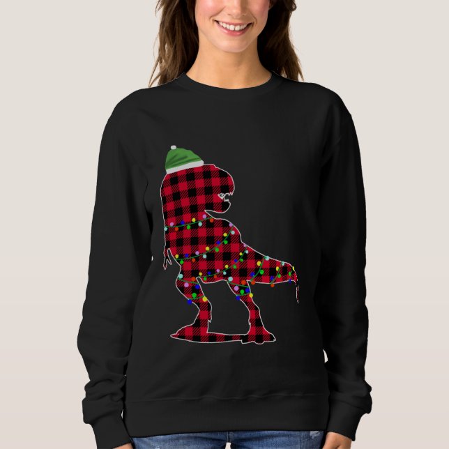 Christmas 2020 Buffalo Plaid Dino Rex Sweatshirt (Vorderseite)