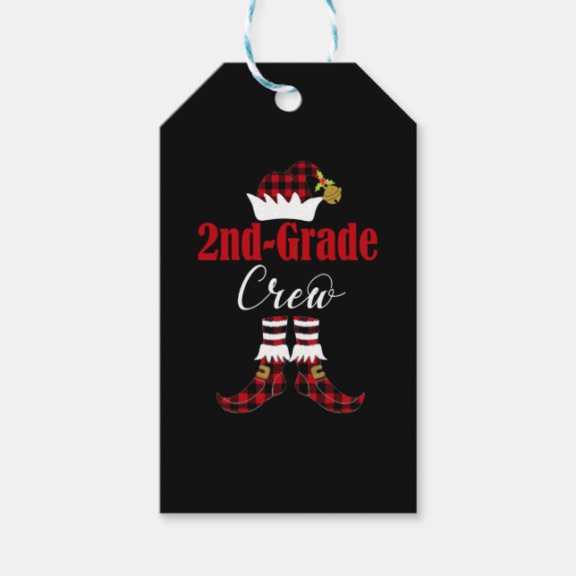 Christmas 2nd Grad Crew Elf Teacher Student Cute Geschenkanhänger (Vorderseite)