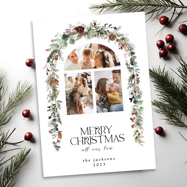 Christmas 3 Photo Collage Lotus Pods Carte de vaca (Créateur téléchargé)