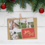 Christmas 3 photo modern red foil holiday card folien feiertagskarte<br><div class="desc">Christmas 3 photo modern typography red,  foil and white holiday card. Stylish graphic minimal design,  part of a collections. Available in other colors.</div>
