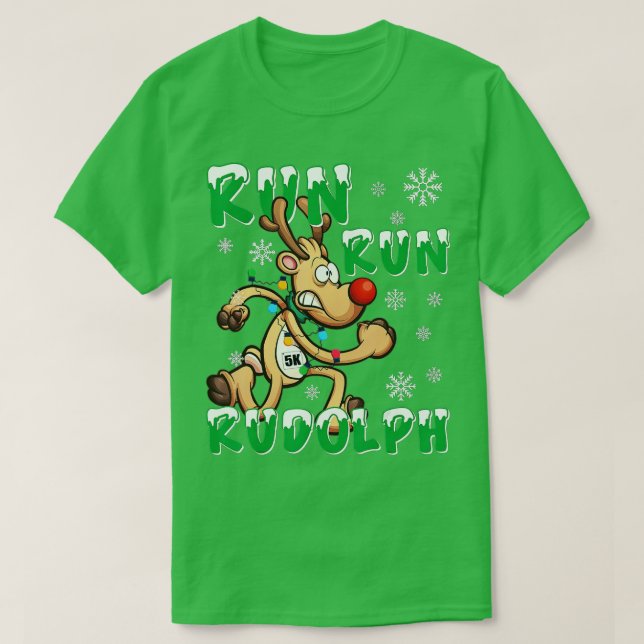 Christmas 5K Run Run Rudolph Holiday Team läuft T-Shirt (Design vorne)
