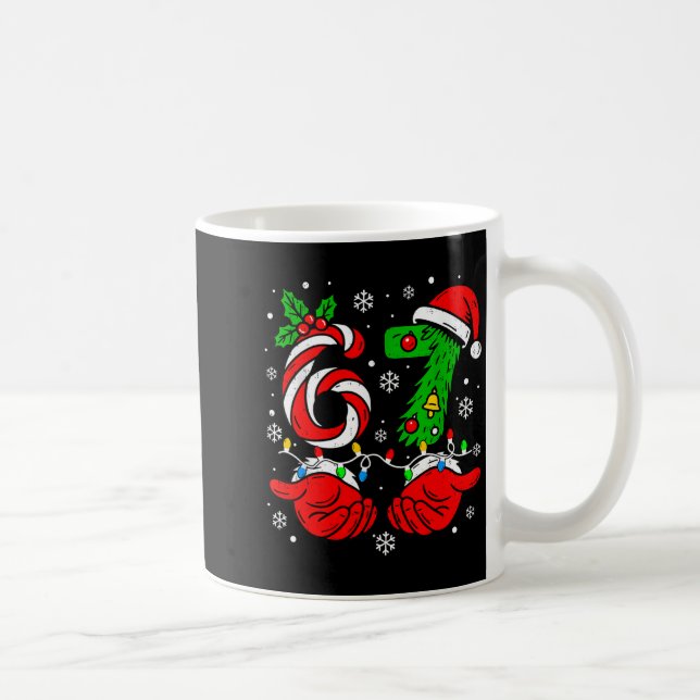 Christmas 67 Candy Cane Six Seven Meme Lights Sant Kaffeetasse (Rechts)