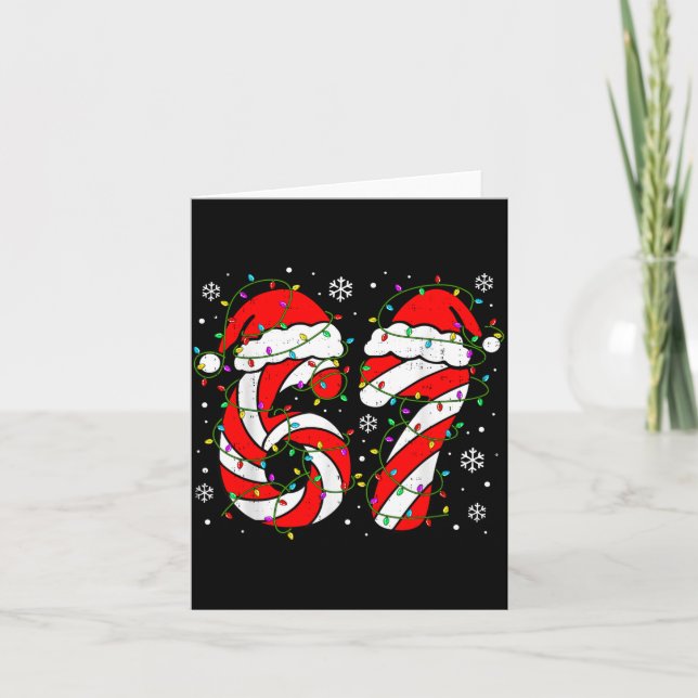 Christmas 67 Candy Cane Six Seven Meme Lights Sant Karte (Vorderseite)