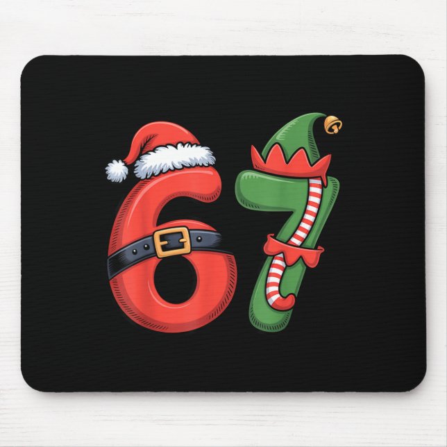 Christmas 67 Meme 67 Santa Elf - Six Seven  Mousepad (Vorne)