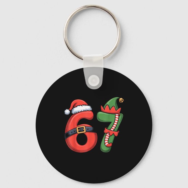 Christmas 67 Meme 67 Santa Elf - Six Seven  Schlüsselanhänger (Vorderseite)