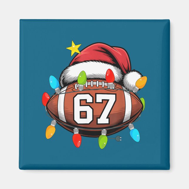 Christmas 67 Meme Football Santa Hat Funny Xmas Bo Magnet (Vorne)