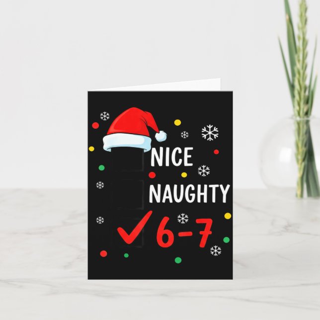 Christmas 6-7 Meme Nice Naughty Checklist Santa Ha Karte (Vorderseite)