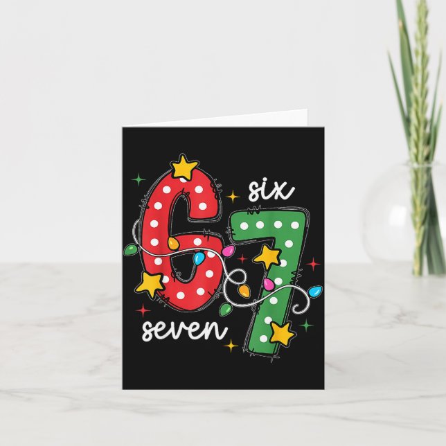 Christmas 6 7 Six Seven Funny Saying Meme Joke Xma Karte (Vorderseite)