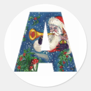 CHRISTMAS A BRIEF / SANTA CLAUS BUGLER RUNDER AUFKLEBER