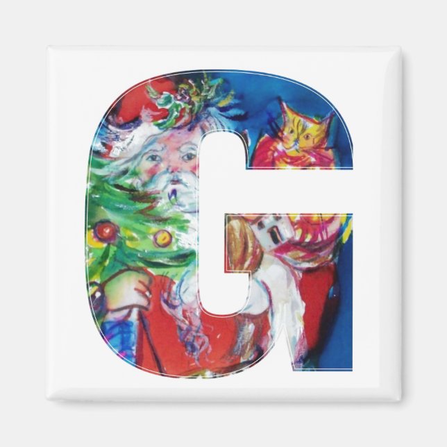CHRISTMAS A BRIEF / SANTA MIT CHRISTMAS BAUM MAGNET (Vorne)