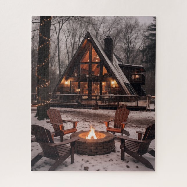 CHRISTMAS A-FRAME CABIN HOUSE JIGSAW PUZZLE (Vertikal)
