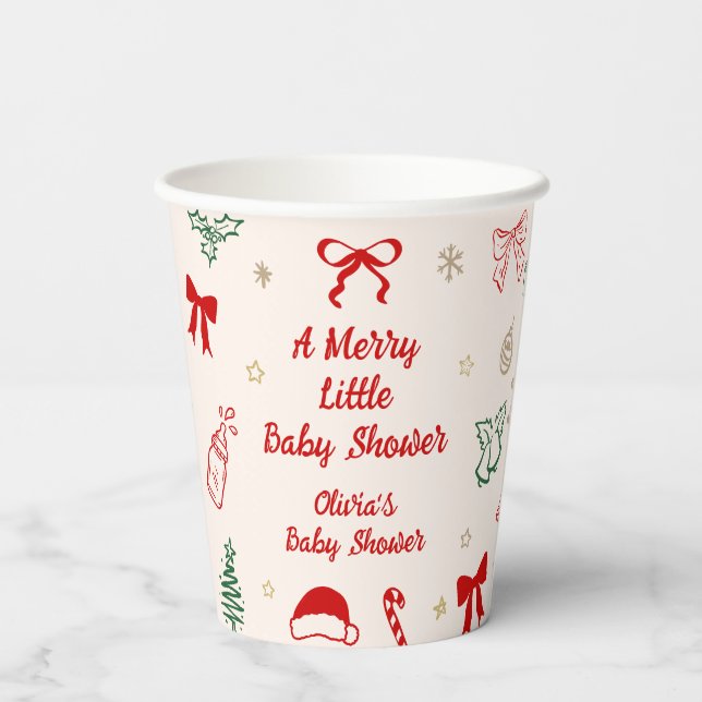 Christmas A Merry Litte Baby Shower  Pappbecher (Rückseite)