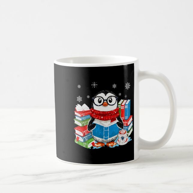 Christmas A Penguin Reading Book Snowflake Cocoa H Kaffeetasse (Rechts)