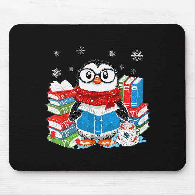 Christmas A Penguin Reading Book Snowflake Cocoa H Mousepad (Vorne)