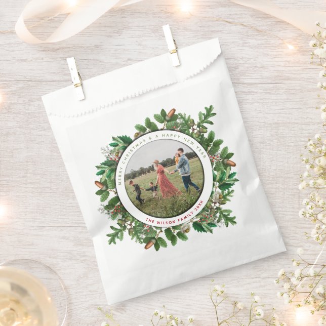Christmas Acorn Wreath Family Foto Geschenktütchen (Ausgeschnitten)