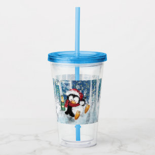 Christmas Acrylic Tumbler Happy Penguin - Funny Acryltrinkbecher