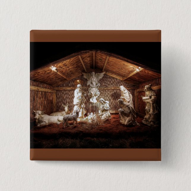 Christmas Advent Jesus Nativity Manger Scene Button (Vorderseite)