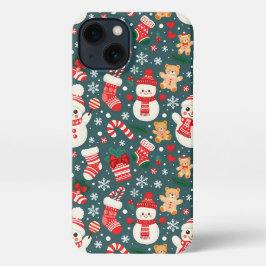 Christmas Aesthetic Pattern Snowman iPhone Hülle