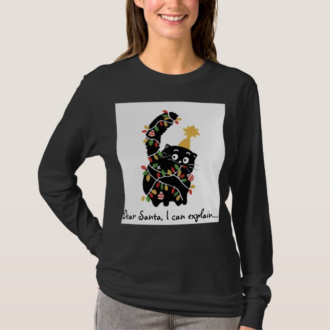 Christmas Aesthetic Santa Cat Cute Funny T-Shirt (Vorderseite)