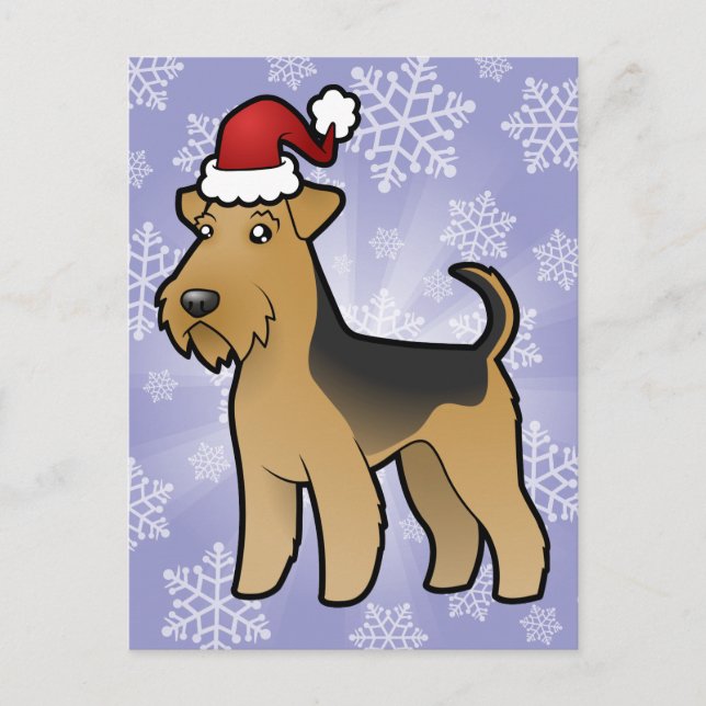 Christmas Airedale Terrier / Welsh Terrier Feiertagspostkarte (Vorderseite)