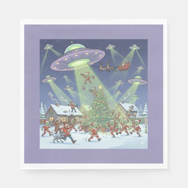 Christmas Alien Invasion, Paper Napkins Serviette (Vorderseite)