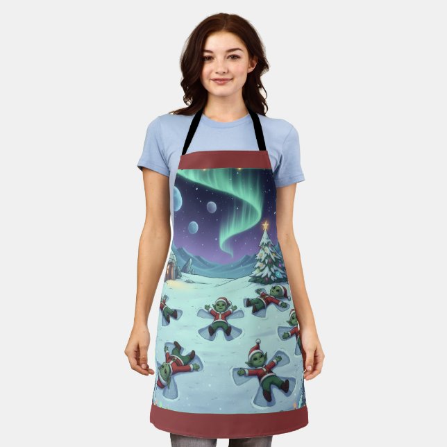 Christmas Alien Snow Angels, Apron Schürze (Getragen)