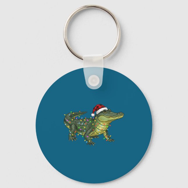 Christmas Alligator Holiday Reptile Funny Festive  Schlüsselanhänger (Vorderseite)