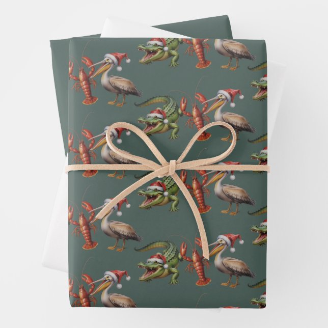 Christmas Alligator Pelican Crawfish Goose Animal Geschenkpapier Set (Beispiel)