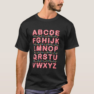 Christmas Alphabet Candy Cane Pre K Kindergarten T T-Shirt
