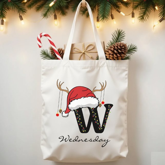 Christmas Alphabet Monogram Tote Bag for Coworkers (custom Christmas bag, Christmas tote for her, Christmas gift for mom, Christmas tote for friends,)