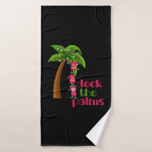 CHRISTMAS AM STRAND Grafik SANTAS ELVES PALM Badehandtuch