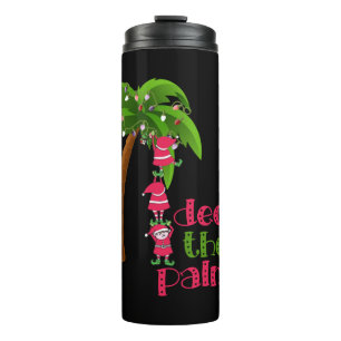 CHRISTMAS AM STRAND Grafik SANTAS ELVES PALM Thermosbecher