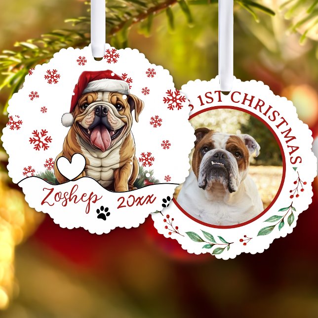 Christmas American Bulldog Personalisiert Ornament Karte (Von Creator hochgeladen)