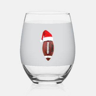 Christmas American Football Ball Santa Hat (3) Weinglas Ohne Stiel
