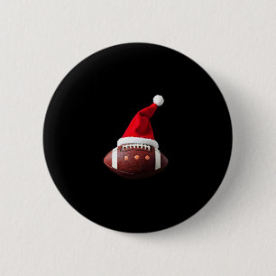 Christmas American Football Ball Weihnachtsmannmüt Button