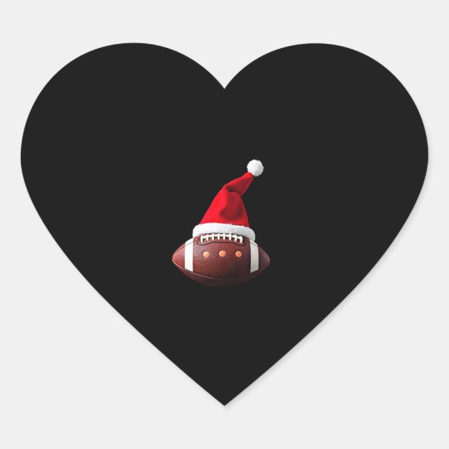 Christmas American Football Ball Weihnachtsmannmüt Herz-Aufkleber (Vorderseite)