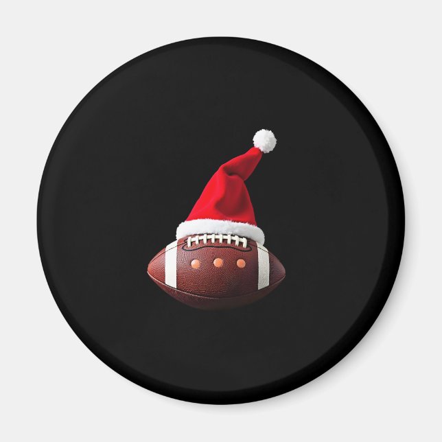 Christmas American Football Ball Weihnachtsmannmüt Magnet (Vorne)