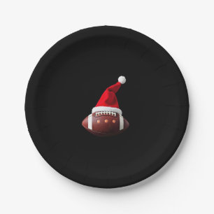 Christmas American Football Ball Weihnachtsmannmüt Pappteller