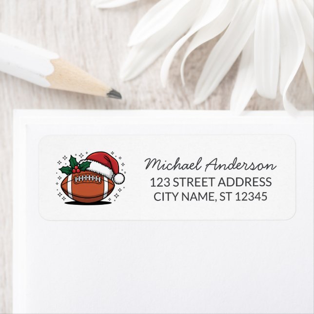 Christmas American Football Santa Return Address   (Insitu)