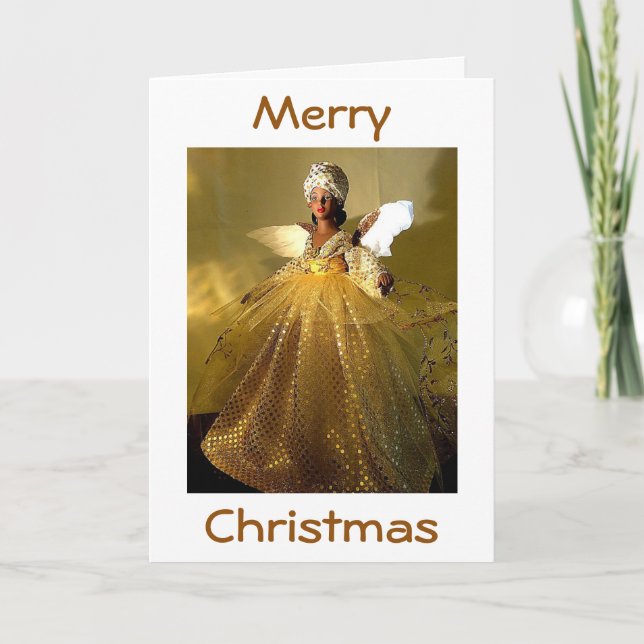 CHRISTMAS ANGEL "AFRIKANAMERIKANISCH" FEIERTAGSKARTE (Vorderseite)