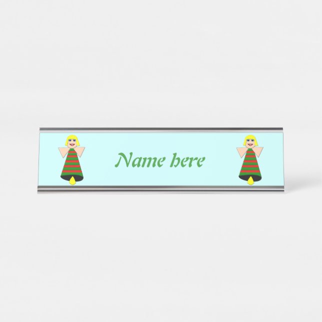 Christmas Angel Bell Personalisiert Schreibtischnamensplakette (Vorderseite )