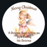 Christmas Angel Blessing Runder Aufkleber<br><div class="desc">Ein Weihnachtsgel,  um Ihnen Freude und Segen in diesem Weihnachtsfest zu bringen</div>